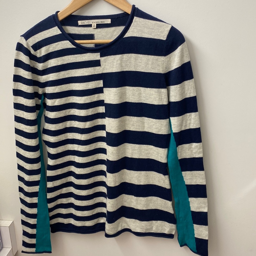 RACHEL Rachel Roy Navy and Cream Striped Sweater